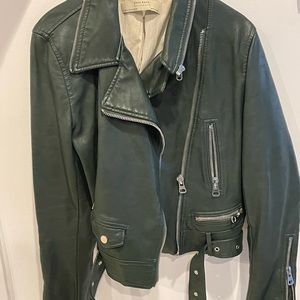 Dark Green Leather Effect Jacket size XL